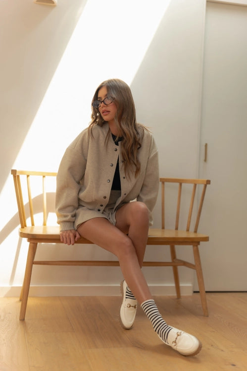 Caitriona Oatmeal Bomber/Skort Set