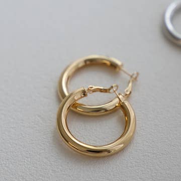 Agnes Gold Large Thick Hoop Earrings