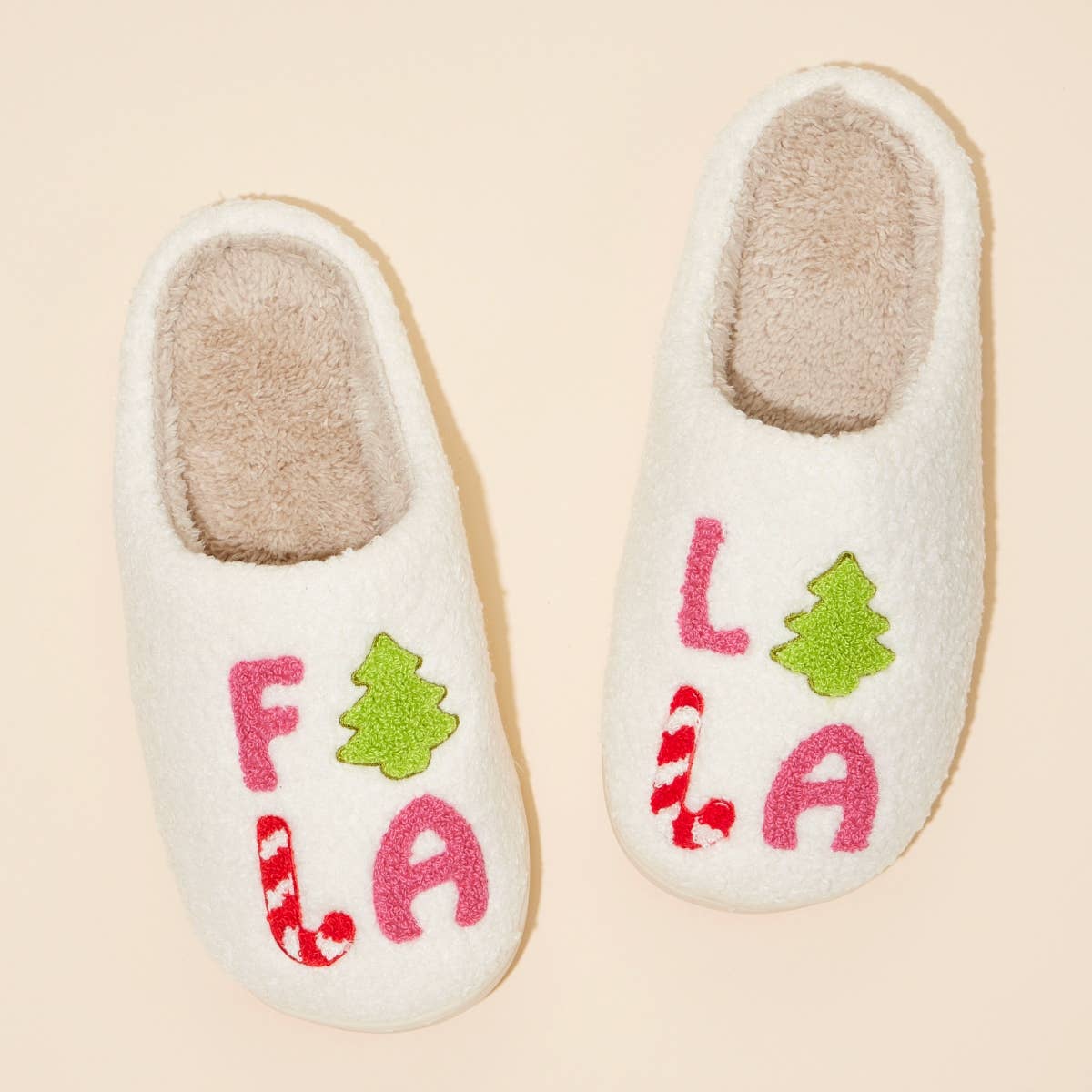 ‘FALALALA’ Tree Fuzzy Home Slippers