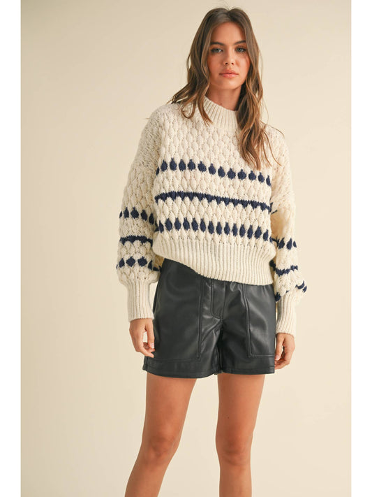 Bronwyn Navy Popped Sweater Top