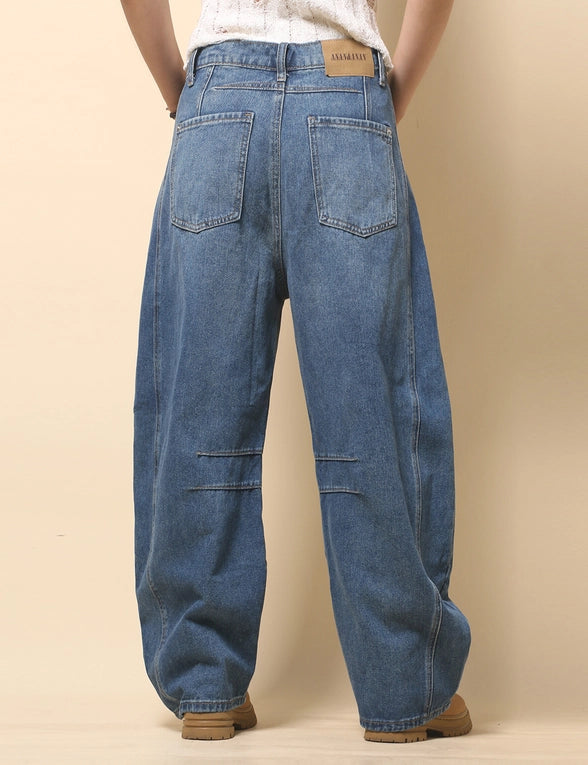 Trisha Mid Rise Wide Leg Barrel Jeans