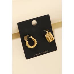 Raini Gold Triple Corded Huggie Earrings