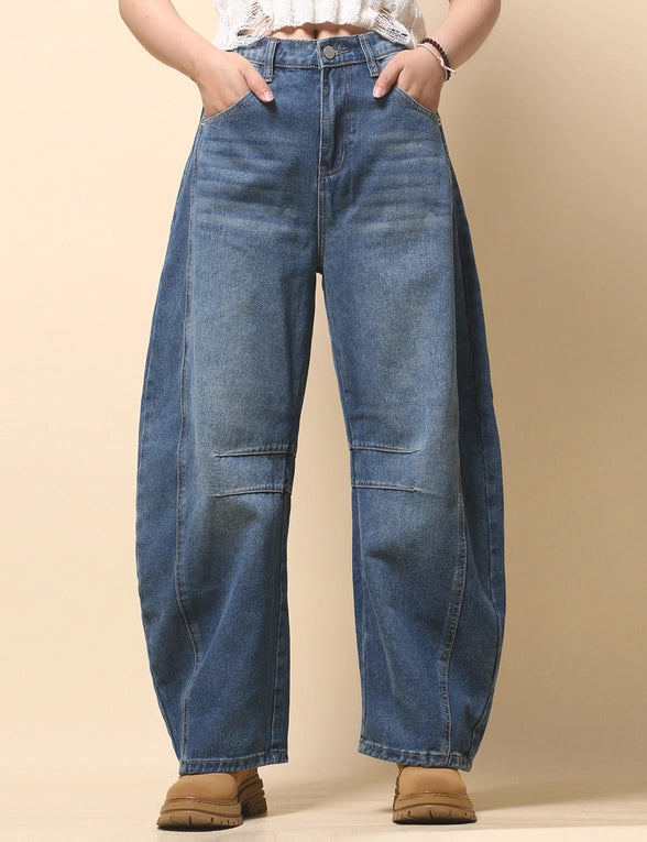 Trisha Mid Rise Wide Leg Barrel Jeans