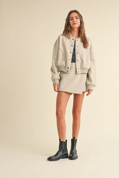 Caitriona Oatmeal Bomber/Skort Set