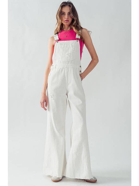 Victoria Flare Overalls in White