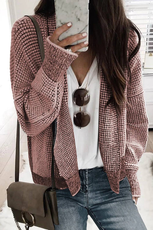 Allen Plaid Contrast Trim Open Front Cardigan