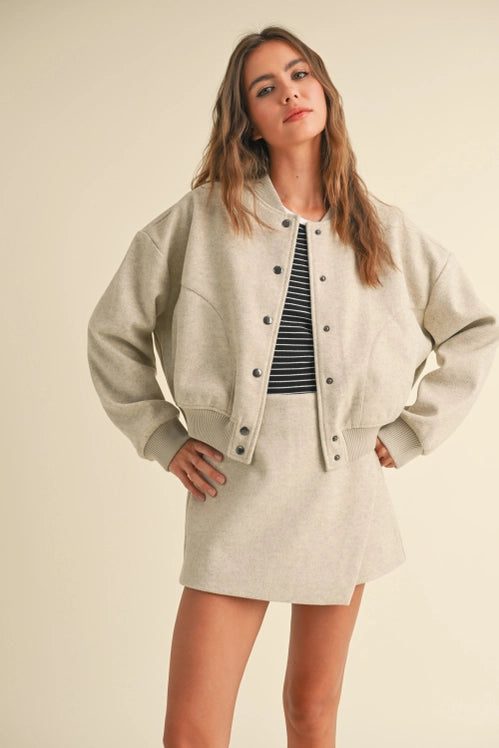 Caitriona Oatmeal Bomber/Skort Set