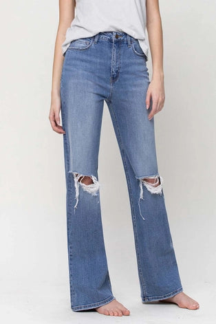 Blu 90's Style Super High Rise Flare Jeans