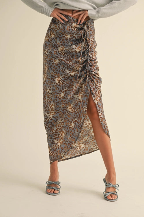 Cameron Cheetah Ruching Skirt