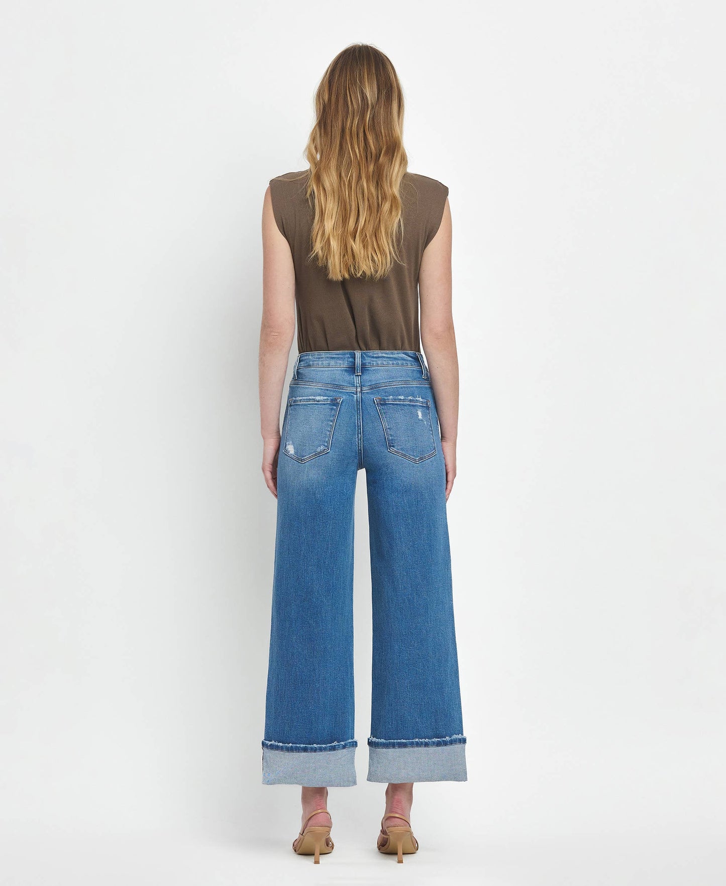 Roni High Rise Cuff Wide Jeans