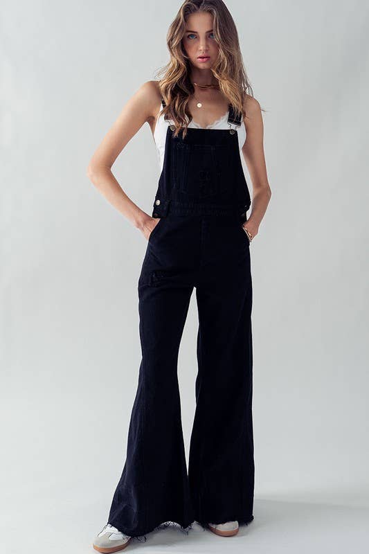 Victoria Flare Overalls in Black