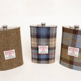 64oz Gigantic Harris Tweed Hip Flask