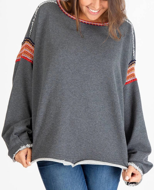 Bobbye Web Panelled Raw-Edged Cotton Sweatshirt