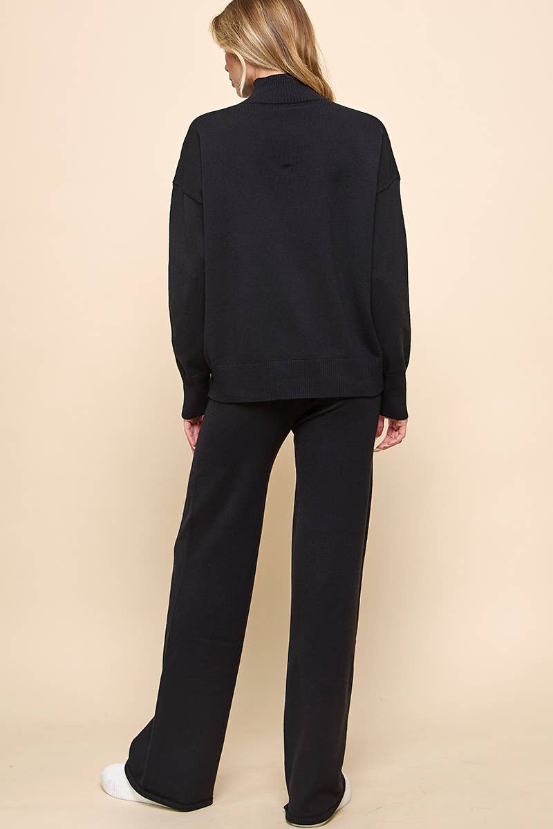 Cally Turtleneck Knitted Sweater and Flare Pants Set