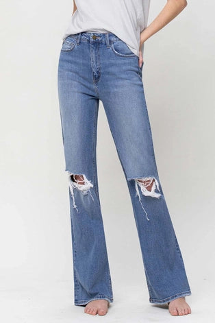 Blu 90's Style Super High Rise Flare Jeans