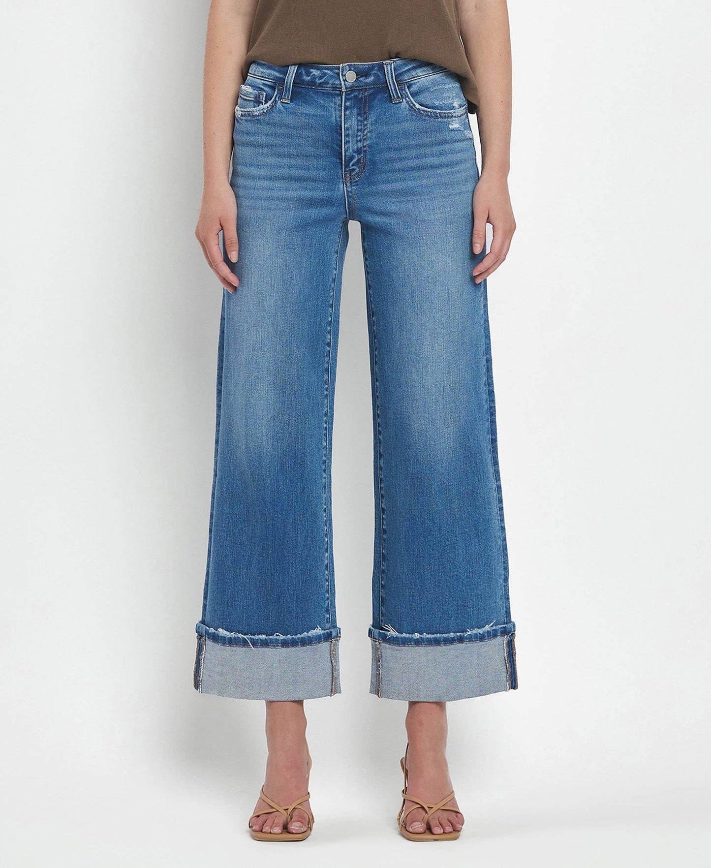 Roni High Rise Cuff Wide Jeans