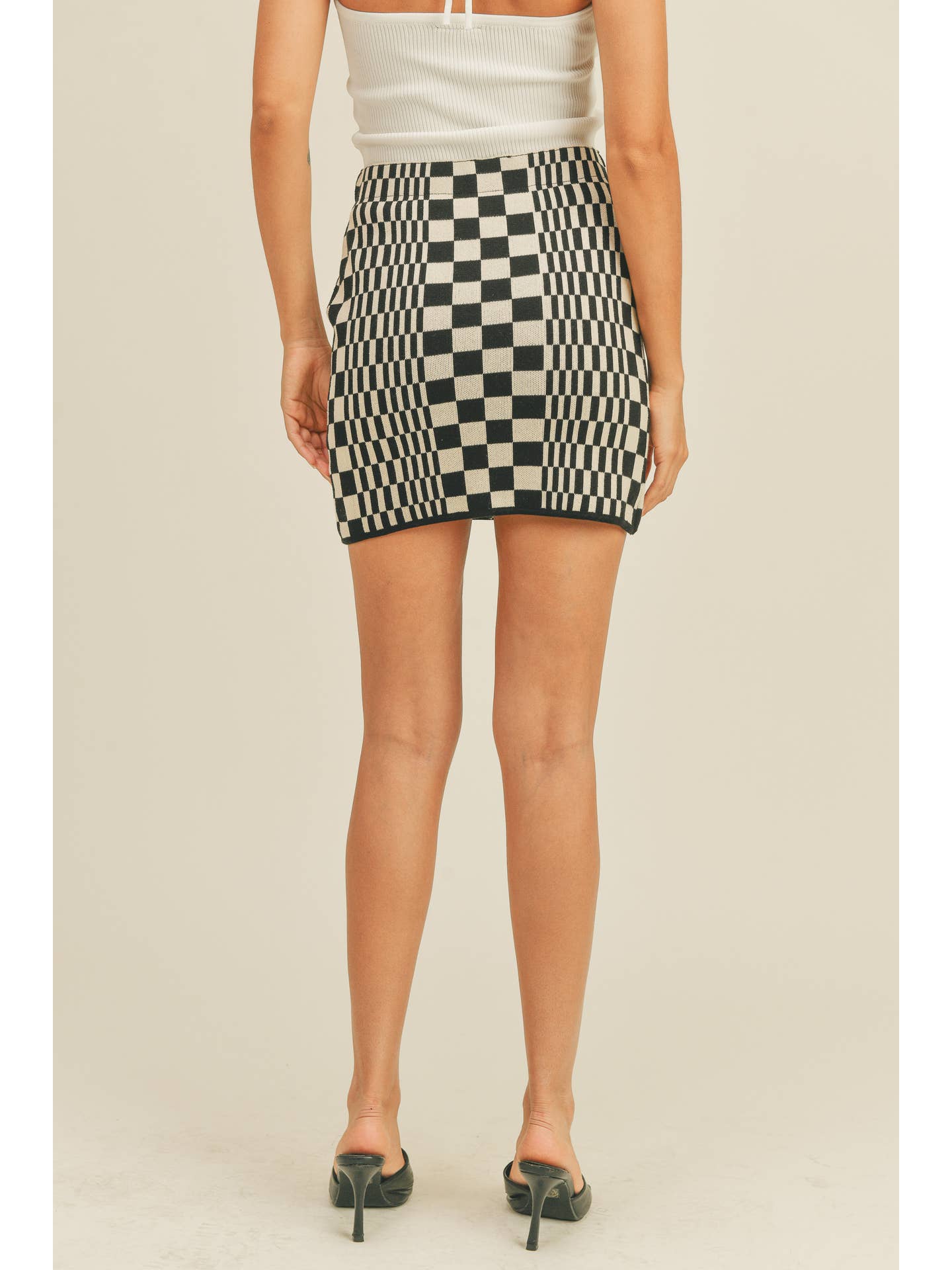 Bowie Checkered Knitted Skirt