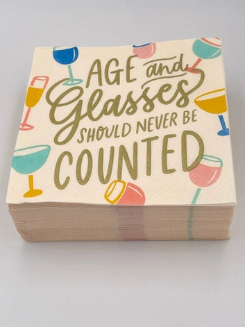 Age and Glasses Should Never be Counted Cocktail Napkins - 20ct