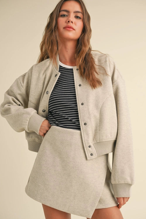 Caitriona Oatmeal Bomber/Skort Set