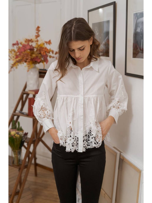 Aimie Cotton & Lace Shirt